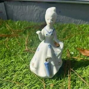 VINTAGE: Porcelain Dinner Bell -‎ Lady Bell - Blue and White Bell - Dinner Bell